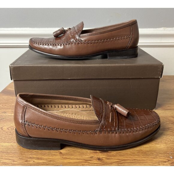 Florsheim Pisa Cognac 18469 Mens Size 10 D Croc Leather Tassel Loafer Shoes EUC main image 4